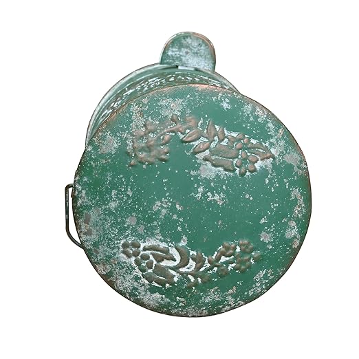 Z&Z ornamentorum Outdoor Small Trash Can with Lid Dog Poop Trash Can Outside for Kitchen Park Garden and Pedal Round Touchless Garbage with Flower and Bird Patterns (Green)