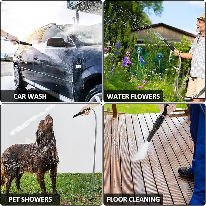 25ft Garden Hose Made by Metal with Super Tough and Soft Water Hose, Household Stainless Steel Hose, Durable Metal Hose with Adjustable Nozzle, No Kinks and Tangles, Easy to Store with Storage Strap