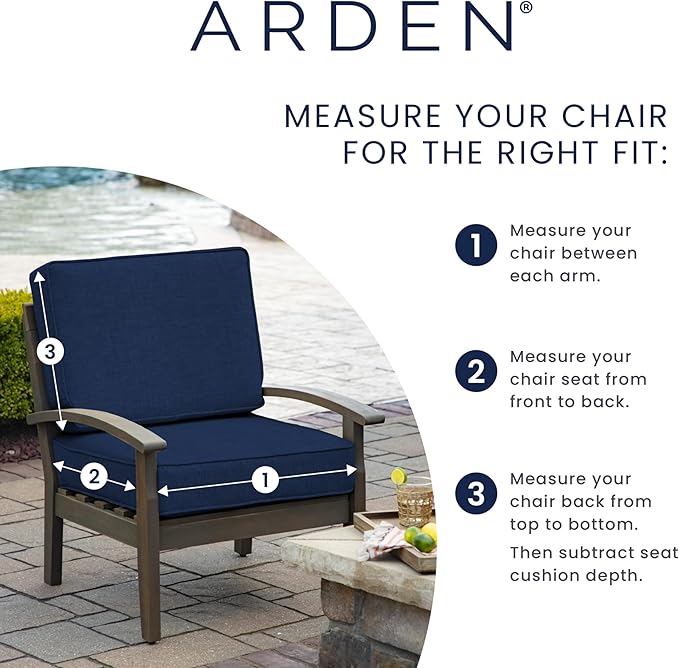 Arden Outdoor Patio Dining Chair Cushion, 20x44, Rain-Proof Seat Pad, Fade-Resistant Outdoor Cushion Cobalt Blue Texture