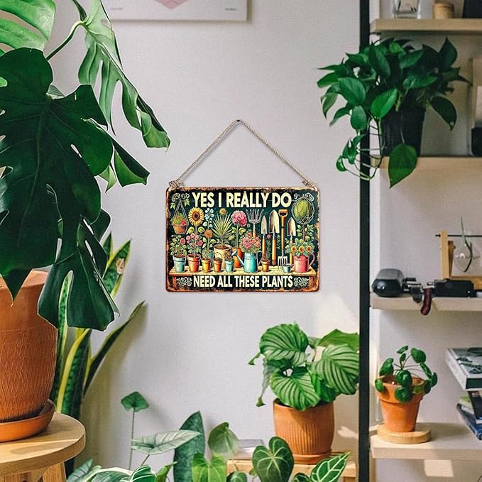 Gardening Gifts Garden Sign Yes I Really Do Need All These Plants Vintage Plant-Themed Mental Sign for Home Garden Bedroom Outdoor Yard Backyard Decor,8x12inch
