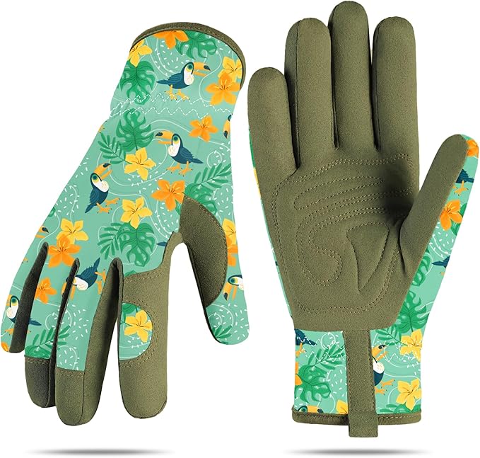 Baidast Garden Gloves, Breathable Leather Gardening Gloves Thorn Proof for Digging, Planting, Pruning