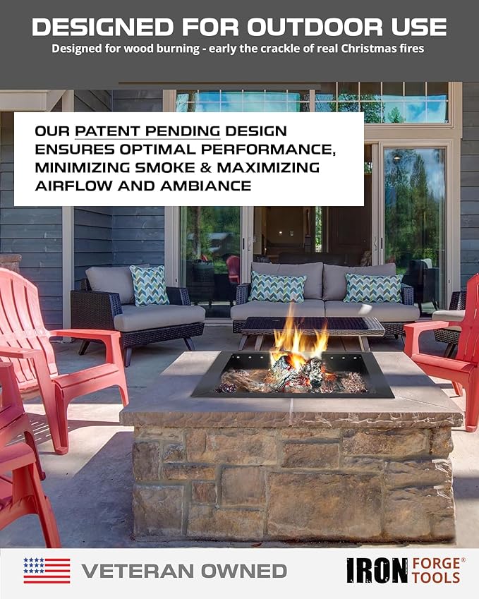 Heavy Duty Metal Smokeless Permanent Fire Pit Ring 36 inch Outer/30 inch Square Fire Pit Insert Liner for Outdoor, Firepits for Outside, Fire Pit Ring (36x30x10 Inch)