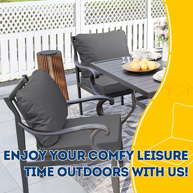AAAAAcessories Outdoor Seat Cushions for Chairs, Fade-Resistant, Waterproof Patio Furniture Replacement Cushions, 19" x 19" x 3" + 19" x 17", Set of 4, Dark Gray