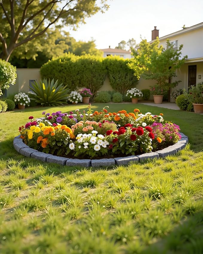 VEVOR Faux Stone Landscape Edging, No Dig Garden Edging Border, Flexible Blocks for Lawn Edging, Flower Beds, Driveway, Yards with 12 Spikes, 4 Pack 24 Bricks 16FT Kit, 46.5" Lx 3.7" W x 2.2" H, Grey