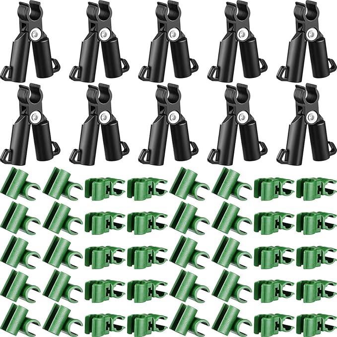 Adjustable Plant Trellis Connector Clip Plastic Connector Stakes Garden Plastic A-Type Connecting Joint Buckle Clip for Gardening Metal Steel Plant Supports(50 Pieces,11 mm)