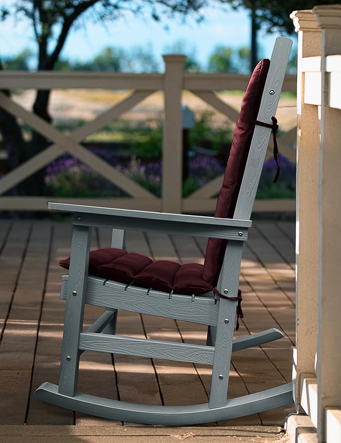 YEFU Adirondack Chair Cushion, Thin Rocking Chair Cushions with Straps Set of 2, Folding Patio Chair Pad for Indoor and Outdoor, 19.7x18.9x1.5 Inch, Burgundy