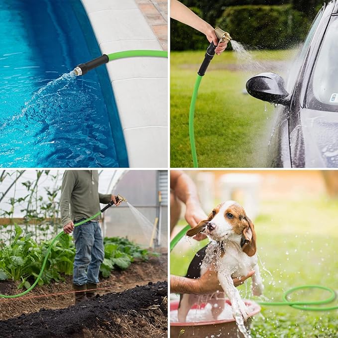 DEWENWILS Garden Hose 75 ft x 5/8", Water Hose with Swivel Handle, Heavy Duty, Lightweight, Flexible Hose for Plants, Car, Yard, 3/4 Inch Solid Fittings, Drinking Water Safe HHGH75A1