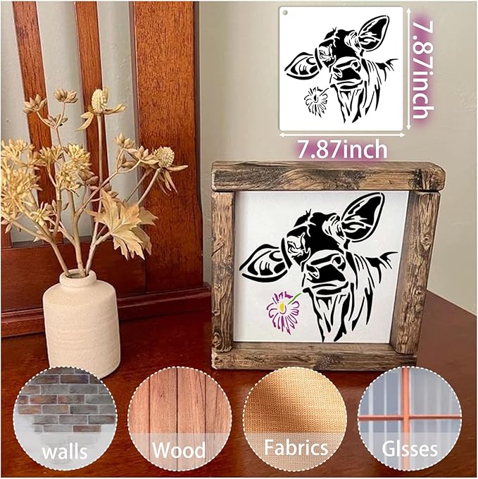 15 Piece Farmhouse Stencils - Reusable Farm Animal Stencils Template for Painting on Wood, Furniture, Fabric, Wall & DIY Crafts (Chicken, Cow, Pig, Horse)