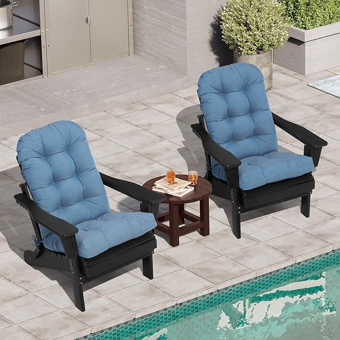 Crestlive 50x20x4 Inch Sunbrella Adirondack Chair Cushion Outdoor Chair Cushions Water Resistant High Back Patio Cushions Set of 2 Thick Replacement Cushions Denim Blue
