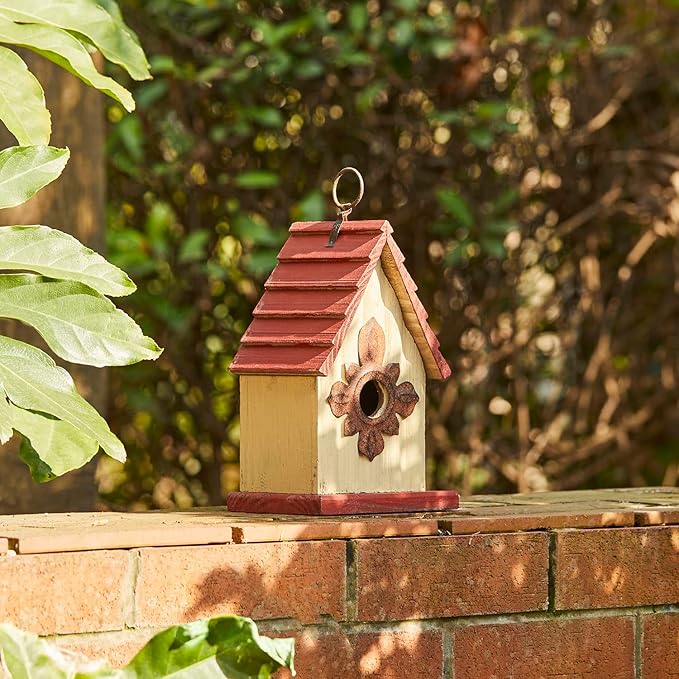 Glitzhome Bird Houses for Outside, Wooden Bird House Hanging Garden Birdhouse for Outdoors, Rustic Bird House for Bluebird Cedar Wren Chickadee Sparrow Bird Nest Box for Garden Patio -9" H