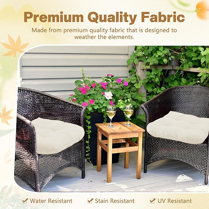 Barydat 3 Pack Wicker Furniture Cushions Waterproof Outdoor/Indoor Tufted Wicker Chair Cushions 1 Loveseat and 2 U-Shape Rattan Chairs for Patio Furniture, Rattan Love Seat, Bench(Cream)
