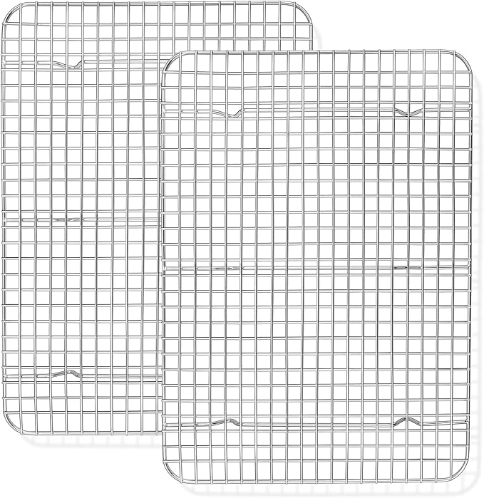 TeamFar Cooling Racks, 2 Pack Stainless Steel Grid Wire Rack for Baking Roasting Grilling Drying, 15.3’’ x 11.2’’, Metal Mesh Oven Rack for Chicken Bacon Cookies, Non-Toxic & Dishwasher Safe
