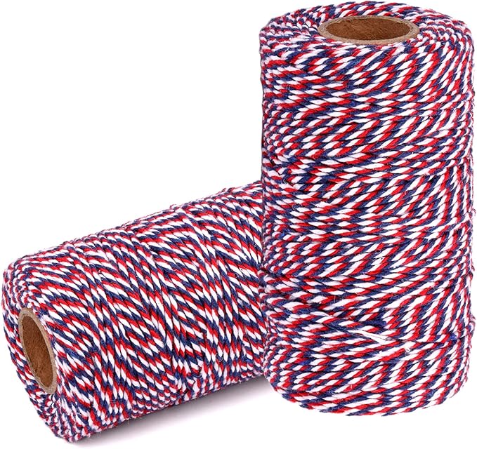 Cotton Twine String Bakers Rope: 2 Roll Twines for Crafts Gift Wrapping - 656 Feet Black White Twine for Kitchen Cooking