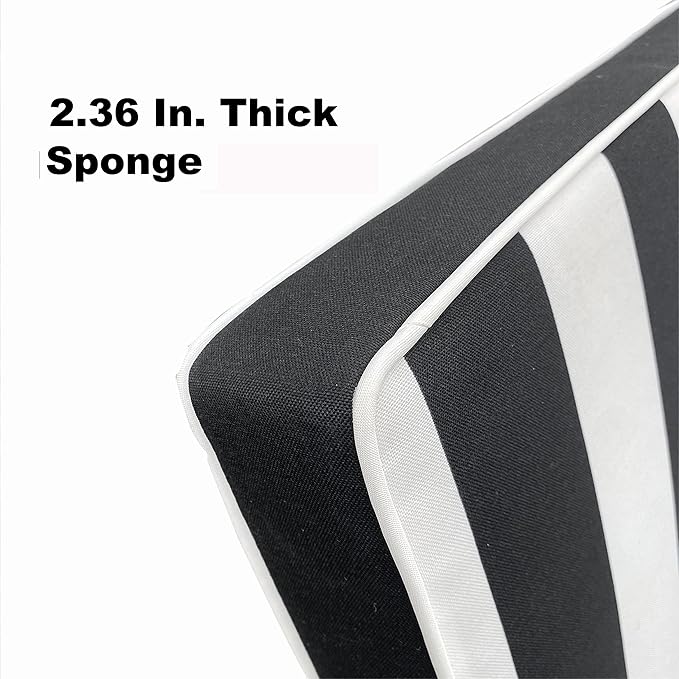 Only choice 2 Pcs Set Outdoor Lounge Chair Cushions Patio Chaise Lounge Replacement Cushions Furniture Seat Cushions(Black+White Stripes-2 pcs)