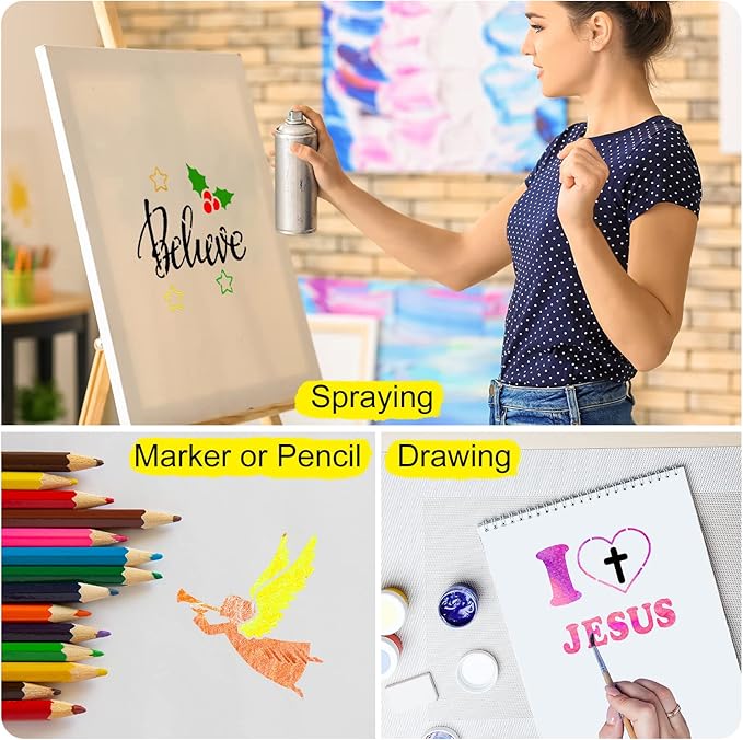 Marspark 66 Pcs Spring Easter Small Stencils for Crafts Reusable 3 Inch Stencils for Painting on Wood DIY Craft Paint Template for Wall Home Decor Card Rock Canvas Drawing Holiday (Peace Style)