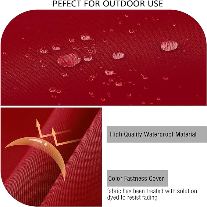 idee-home Outdoor Bench Cushion Waterproof, Bench Cushions for Outdoor Furniture, Patio Porch Swing Replacement Seat Pad with Ties for Garden Backyard, 48 x 18 Inch Red