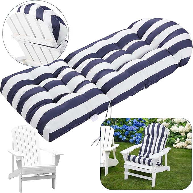 Enipate Weather Resistant Adirondack Chair Cushions Set of 2 High Back Indoor Outdoor Patio Tufted Lounge Cushion Seat Pads