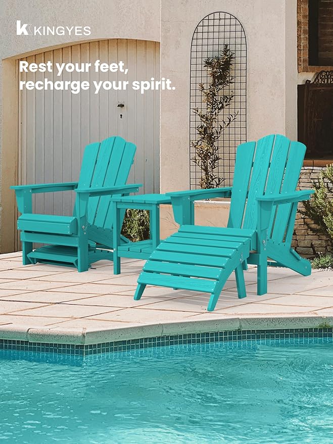 KINGYES Folding Adirondack Ottomans Set of 4 for Adirondack Chair, Aruba