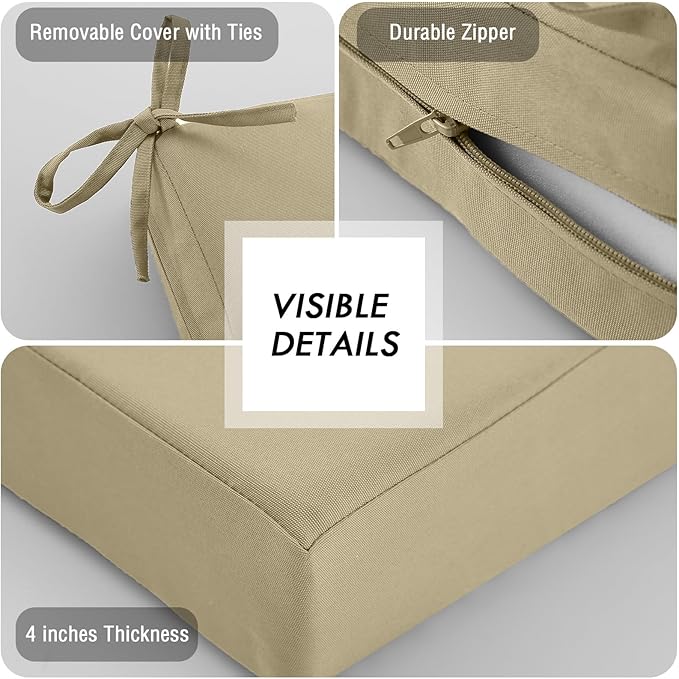 idee-home Outdoor Cushions for Patio Furniture, Outdoor Seat Cushions 28.5 x 28.5 Waterproof & Fade Resistant Couch Sofa Replacement Deep Couch Chair Cushion for Yard Garden Deck