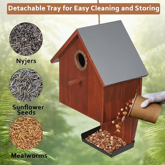 Bird Houses for Outsid,Wood Birdhouse,Hanging Bird Feeder,Garden Wild Bird Feeders for Bluebird Finch Cardinal Hummingbirds Chickadee Wren, Gift for Bird Lovers