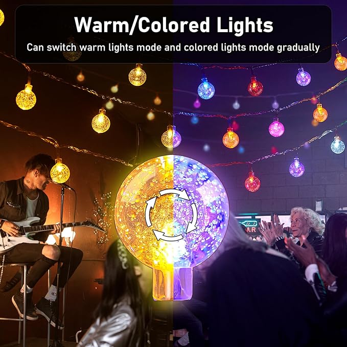 66FT Outdoor String Lights, 100 LED Patio Lights with Remote Control, Voice-Activated & Music Sync Mode, 16 Color-Changing Modes, Waterproof for Patio Garden Party Decor