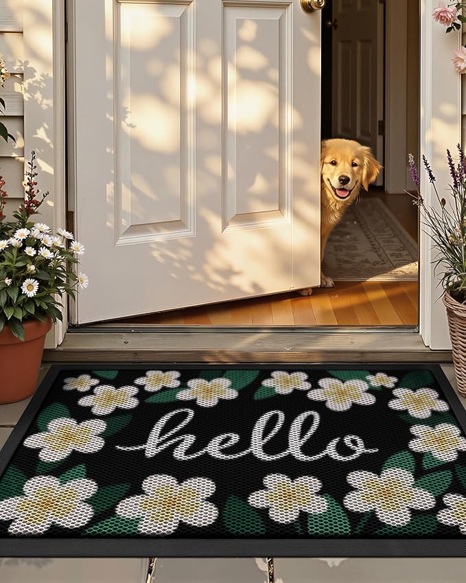 Color&Geometry Outdoor Door Mat, Resilient & Flexible Non-Slip Door Mat 24"x36", Dirt Trapping Waterproof Doormat, Welcome Mat for Porch, Patio & Entryway, Pastel Floral