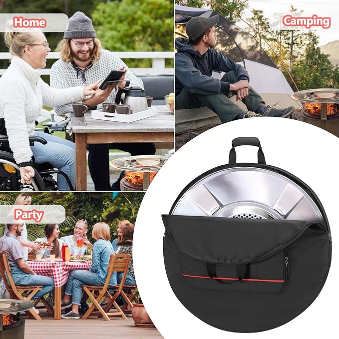 Large Heat Deflector Carry Bag, Compatible with Solo Stove Yukon 27" Heat Deflector, Fire Pit Heat Deflector Accessories Bag with Handles, Heat Deflector Carrying Case Dia: 31”, Bag Only