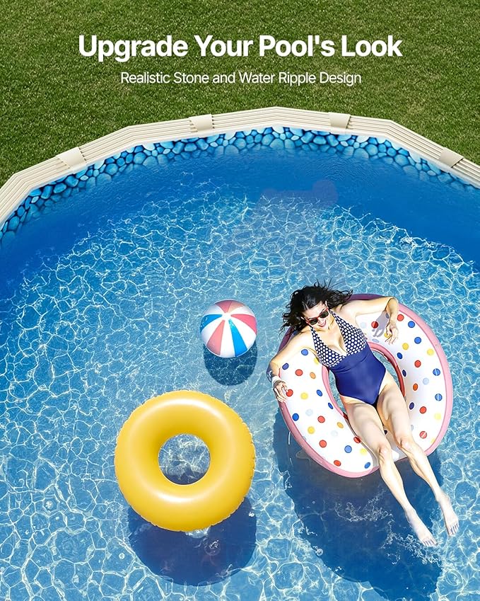VEVOR 12 x 24 ft Oval Pool Liner, Unibead Above Ground Pool Liners, 52in Wall Height, Durable Standard Gauge Vinyl, Designed for Steel Sided Above-Ground Swimming Pools