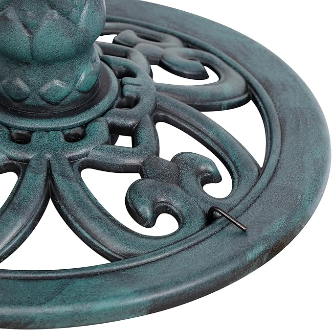ZENY 28 Inch Height Polyresin Bird Bath Antique Outdoor Garden Decor Vintage Yard Art, Green