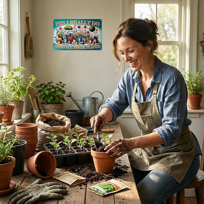 Plants Gifts I Really Need All These Plants Vintage Tin Sign for Garden Patio Porch Yard She Shed Decor 8x12 Inch (3903)