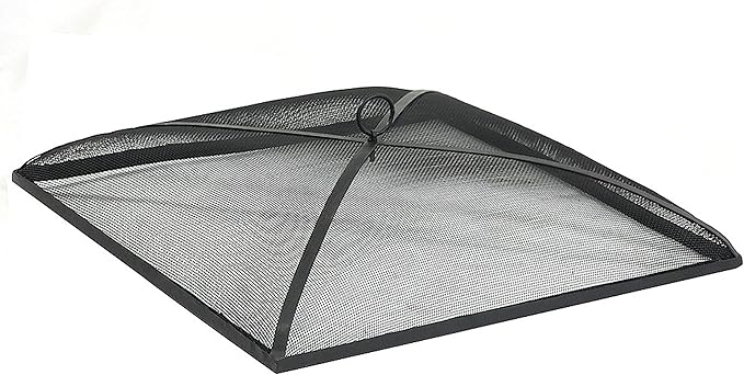 Sunnydaze Heavy-Duty Steel Mesh Fire Pit Spark Screen Cover - Outdoor Fire Pit Screen Cover - Square - Black - 24-Inch