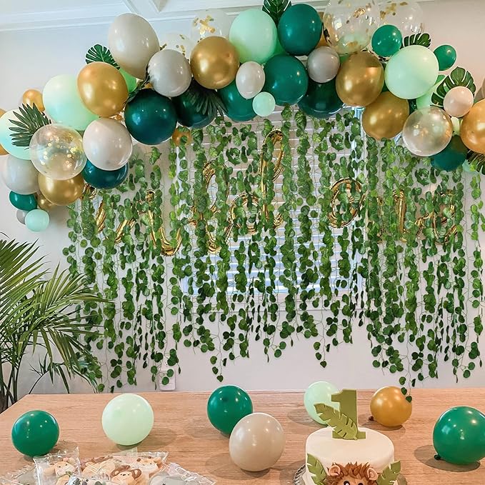 36 Pack 248 Ft Fake Vines Hanging Greenery Artificial Plants Faux Silk Green Leaves Garlands Living Room Wall Decor for Bedroom Office Garden Outdoor Wedding Jungle Party Decoration