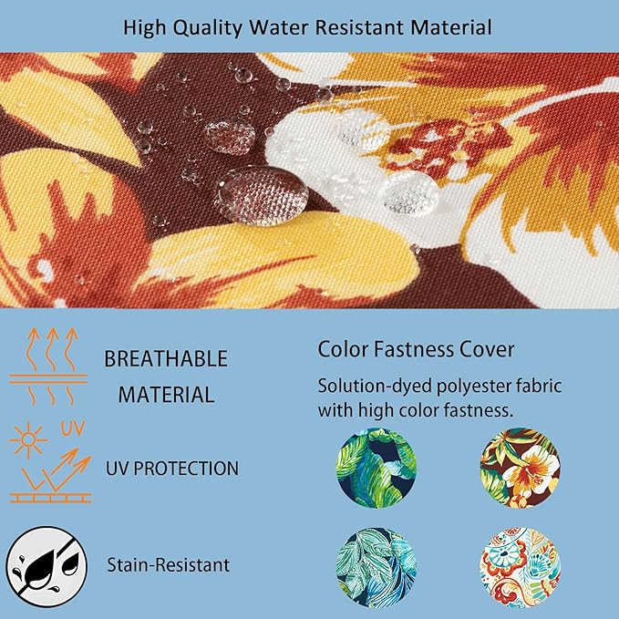 COZYVIDA Outdoor Dining Chair Cushion, Set of 2, 20" x 42",C0 Water-Resistant Breathable Polyester, UV-Resistant 1000+ Hrs, 30D Foam with Recycled Fiber Fill, YKK Zippers, Tropical Floral
