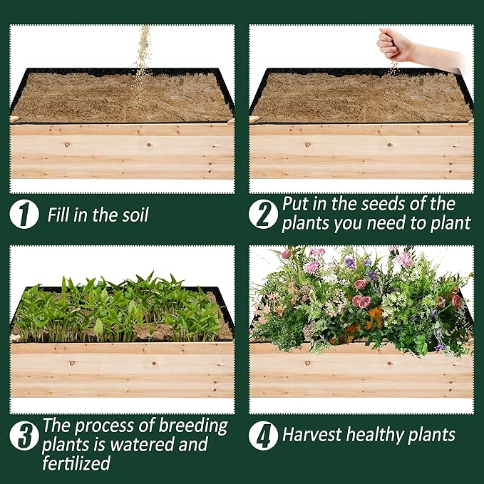 1PCS Raised Garden Bed Liner Fabric Raised Garden Bed Breathable Drainage Rectangle Grow Bags with Handles Fabric Garden Bed for Outdoor Garden Bed Holds Soil - 8ft x 2ft x 1ft