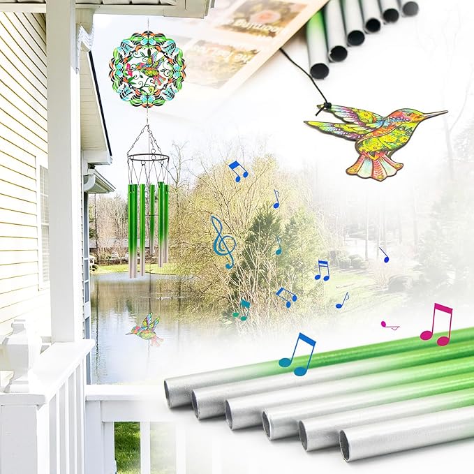 Wind Chimes with Hummingbird Wind Spinner, Gifts for Men, Women, Retirement, Teacher, Parents - Outdoor Hanging Decor Clearance for Garden, Patio, Backyard Or Porch