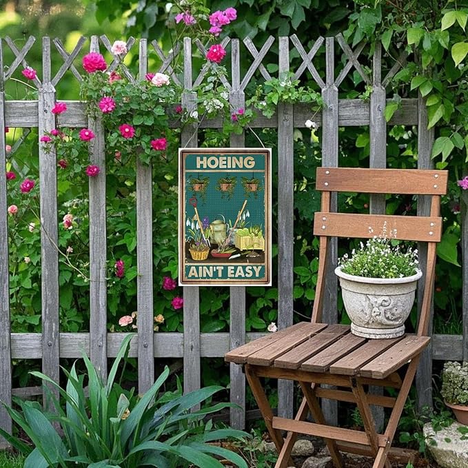 Funny Garden Signs,Garden Decor for Outside Metal Tin Signs,Gardening Gifts for Plant Lovers Gardener Women(8 X 12 Inch)