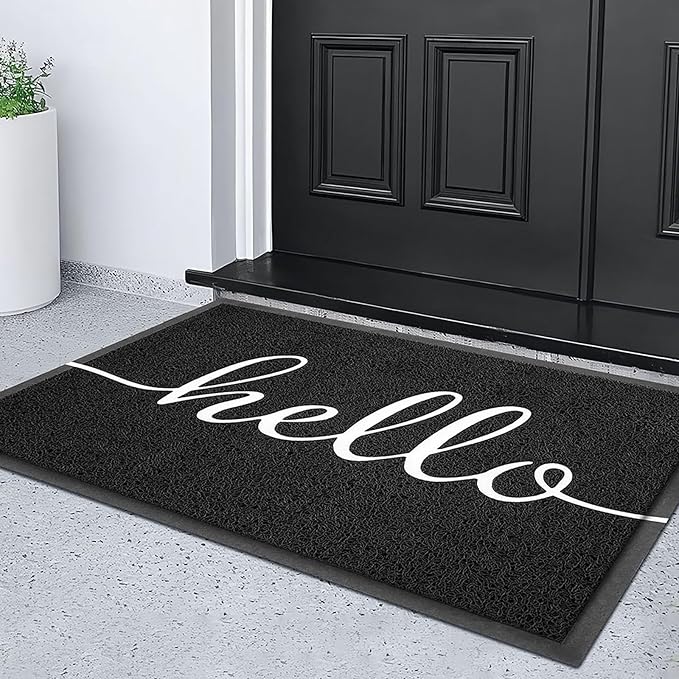 KILOCOCO Hello Doormat Welcome Mats Front Door Mat Outdoor Mat Low Pile Entrance Non-Slip Outdoor Doormats High Traffic Area Rubber Backed Entry Mats for Kitchen Indoor,31"x47"