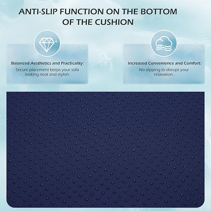 HOMREST Outdoor Replacement Cushions for Patio Furniture,Water-Repellent Sofa Cushion for 6-Seat Rattan Wicker Sectional Patio Conversation Sets,14-Piece Cushions Set for Outdoor Couch（Navy Blue）