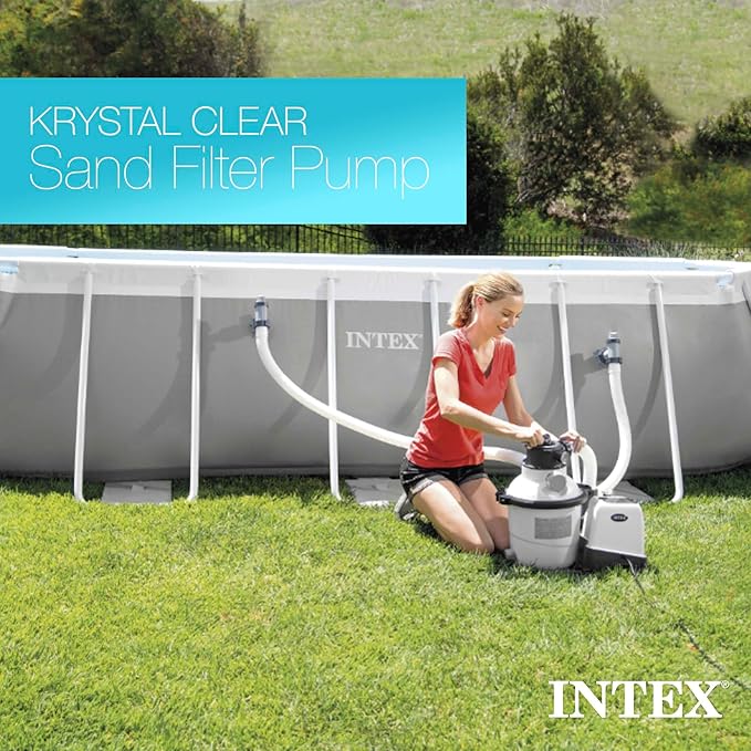 Intex 26641EG Krystal Clear Sand Filter Pump for Above Ground Pools Bundled with OptiFlow Premium Pure Silica Filter Sand, 50 lb Bag
