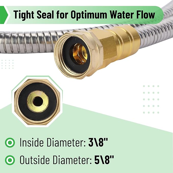 UNCO 25ft Stainless Steel No Kink Metal Garden Hose