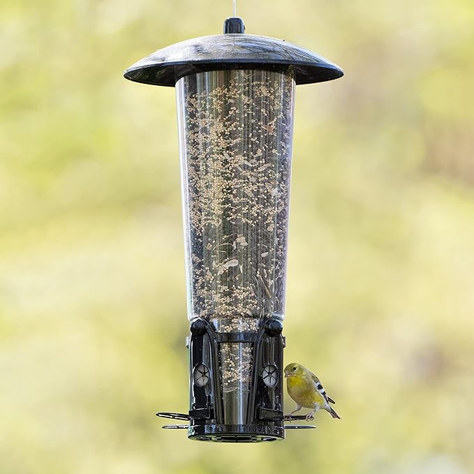 Perky-Pet Squirrel-Be-Gone Max Large Wild Bird Feeder with Flexports - Squirrel Proof Bird Feeder with Weight-Activated Perches - 3 lb Seed Capacity, 333-1SR Perky Pet