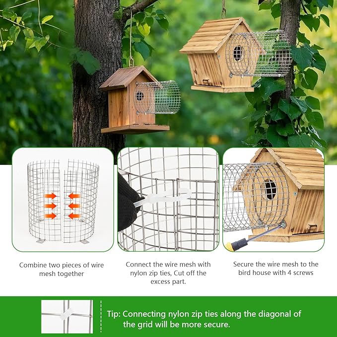 2Pcs Bluebird House Protector Guards, Stainless Bird House Entrance,Designed for The Secure of Eastern Bluebird Homes and Their Chicks (Round)
