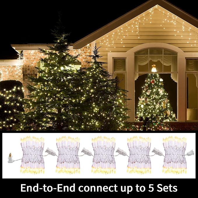 LAMPHOME Christmas Lights 100 Count Mini Clear Valentines Lights 19.6ft White Wire Christmas Tree String Lights for Outdoor Indoor Christmas Decorations Wedding Valentines Day Decor,UL Certified