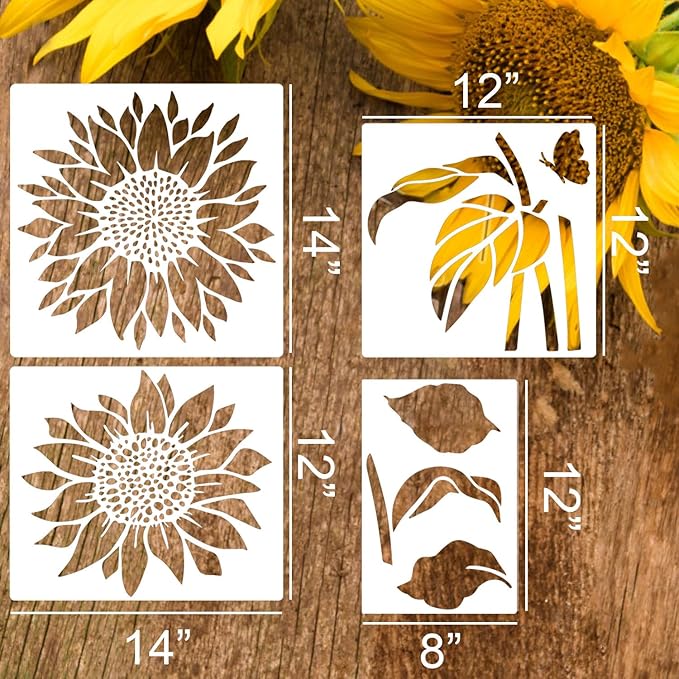 Large Flower Stencils for Wood Fence Sunflower Stencil for Painting on Walls Furniture Fabrics DIY Decor