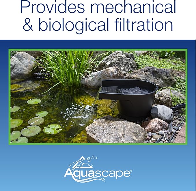 Aquascape Pond Filter and Waterfall Spillway, Efficient Mechanical and Biological Filtration, Compact | 77020,Black