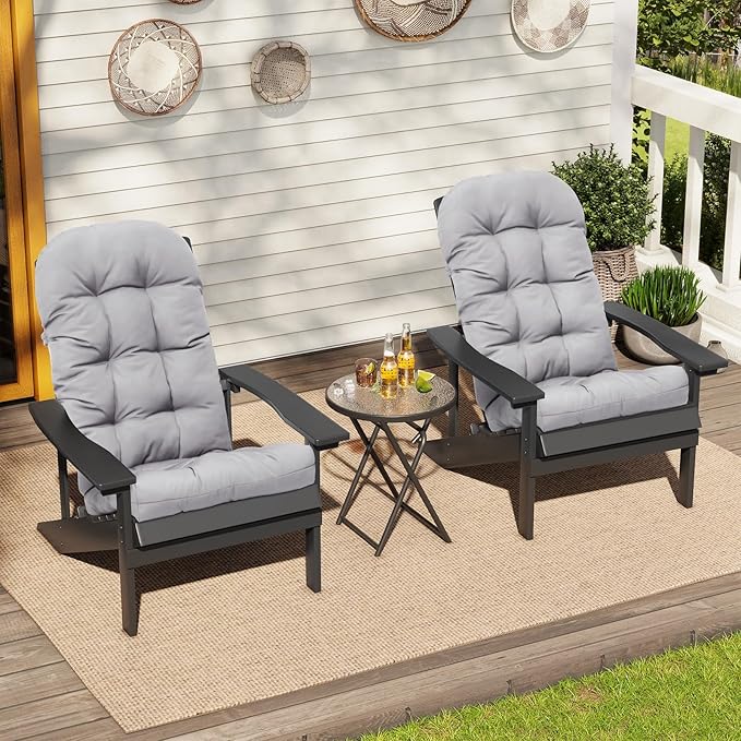 Crestlive Products Adirondack Chair Cushion, Outdoor Rocking Chair Cushion Water Resistant 50x20x4 Inch, High Back Thick Patio Replacement Cushion, Light Gray