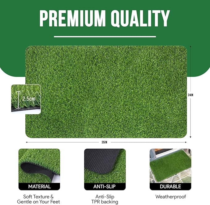 MAYSHINE Fake Grass for Dogs, Artificial Turf Grass Indoor Outdoor, Mat for Dogs Soft Blades, Cesped Artificial for Patios, Dog Astro Turf for Balcony, Quick Clean, Easy Rinse Patio Rug, 35"x24"