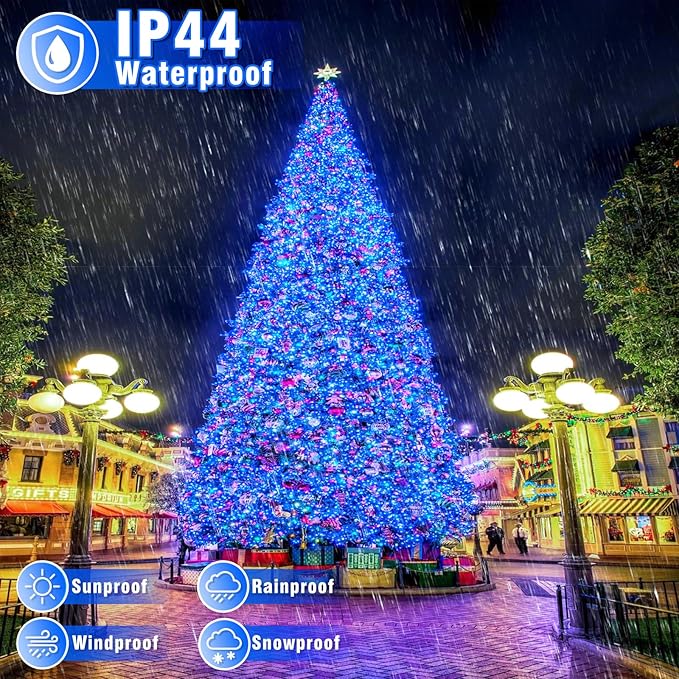 100FT 300 LED Outdoor String Lights, Connectable Christmas Lights Indoor Waterproof with 8 Modes, Plug in Twinkle Fairy Lights Clear Wire for Bedroom Home Wedding Patio Decorations, Blue