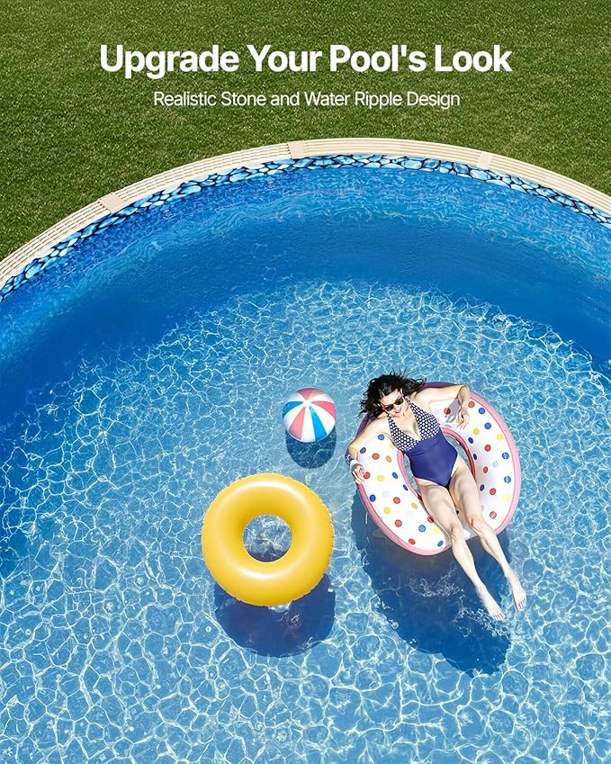 VEVOR Pool Liner, 33ft Round Pool Liner, Uinbead Style, Durable Vinyl Pool Liner, Standard Gauge, 52in Wall Height, Pool Liner Replacement for Steel Sided Above-Ground Swimming Pools