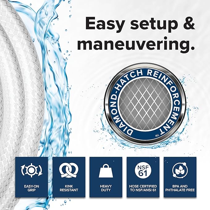 Camco TastePURE 25-Ft Water Hose-RV Drinking Water Hose Contains No Lead,No BPA&-No Phthalate-Features Diamond-Hatch Reinforced PVC Design-5/8” Inside Diameter,Made in the USA (22783),(Pack of 3)